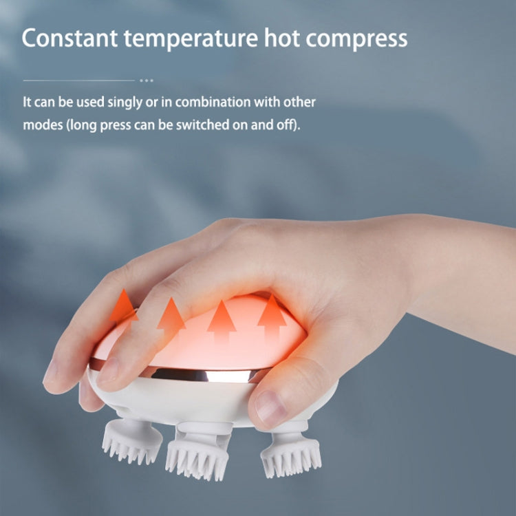 K111 Hot Compress Red Light Head Massager Electric Kneading Vibration Waterproof Head Instrument, Size: English Version(White) - HoMEdemic™ 