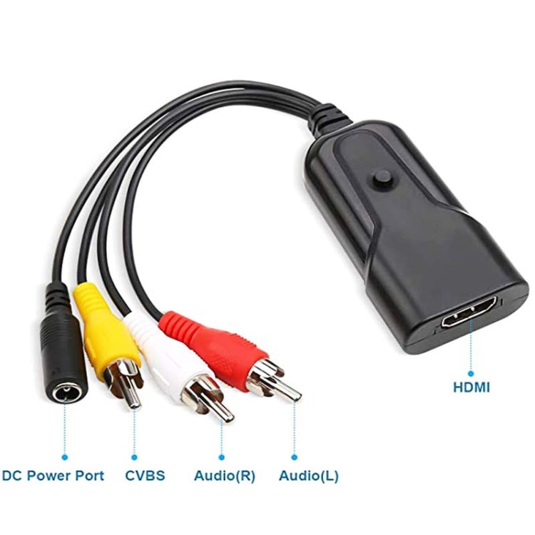 K13W HDMI To AV 1080P HD Converter, Cable Length: 0.5m(Black) - HoMEdemic™ 