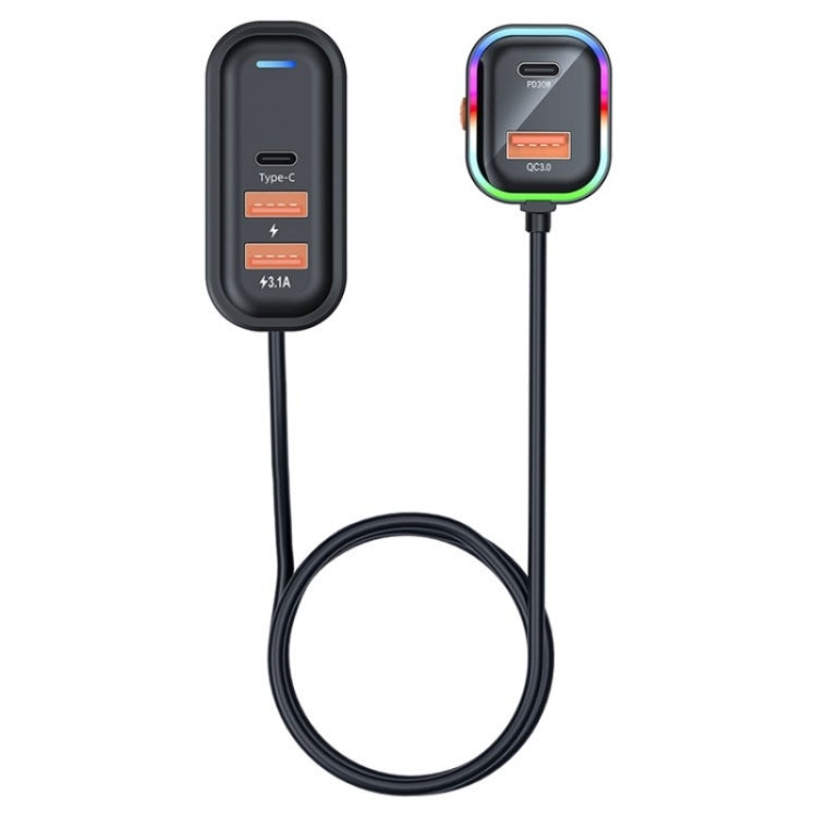 K5 3 USB Fast Charging Car Charger 66W Extension Cord Design 5 Ports Charging Adapter - HoMEdemic™ 