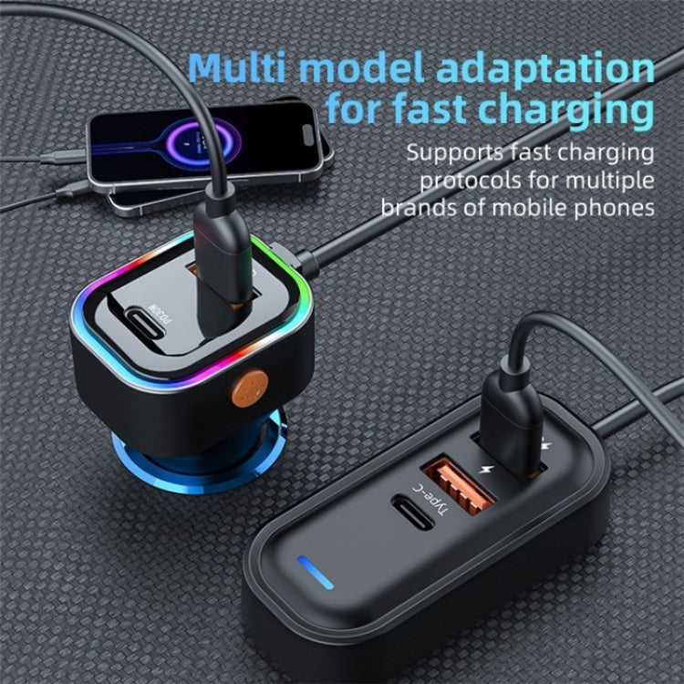 K5 3 USB Fast Charging Car Charger 66W Extension Cord Design 5 Ports Charging Adapter - HoMEdemic™ 