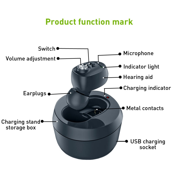 KAIXINWEI VHP-601 DC3.7V In-ear Bluetooth Hearing Aid Sound Amplifier (Black) - HoMEdemic™ 