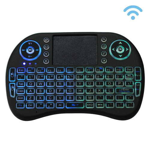 2.4GHz Mini i8 Wireless QWERTY Keyboard with Colorful Backlight & Touchpad & Multimedia Control for PC, Android TV BOX, X-BOX Player, Smartphones(Black) - HoMEdemic™ 