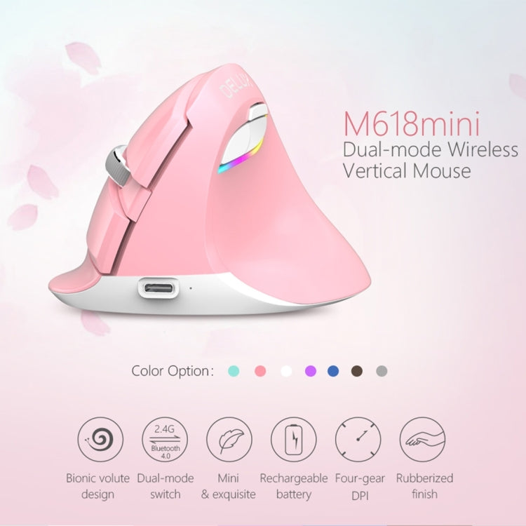 DELUX M618 Mini 2.4G Wireless 2400DPI USB Rechargeable Ergonomic Vertical Mouse (White) - HoMEdemic™ 