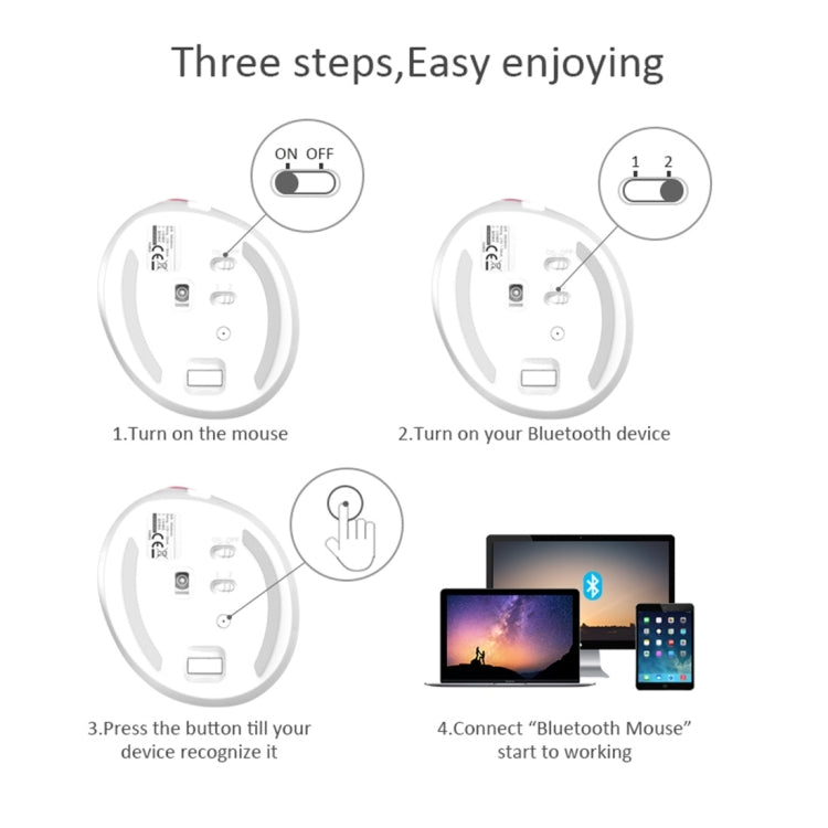 DELUX M618 Mini 2.4G Wireless 2400DPI USB Rechargeable Ergonomic Vertical Mouse (White) - HoMEdemic™ 