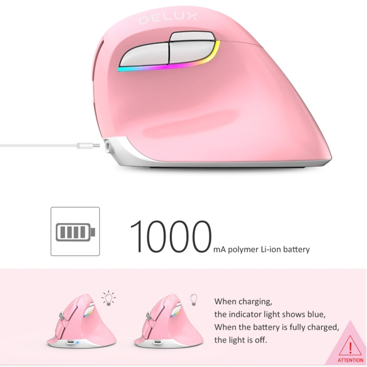DELUX M618 Mini 2.4G Wireless 2400DPI USB Rechargeable Ergonomic Vertical Mouse (Blue) - HoMEdemic™ 