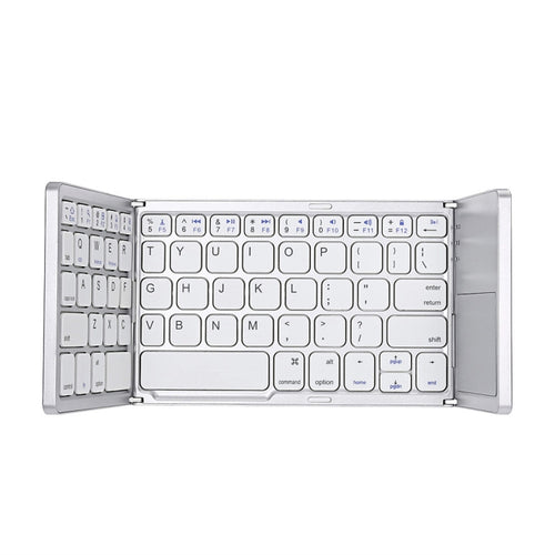 B033 Rechargeable 3-Folding 64 Keys Bluetooth Wireless Keyboard with Touchpad(Silver) - HoMEdemic™ 