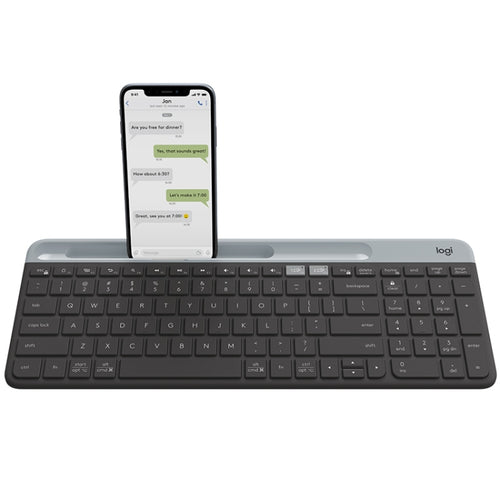 Logitech K580 Dual Modes Thin and Light Multi-device Wireless Keyboard with Phone Holder (Black) - HoMEdemic™ 