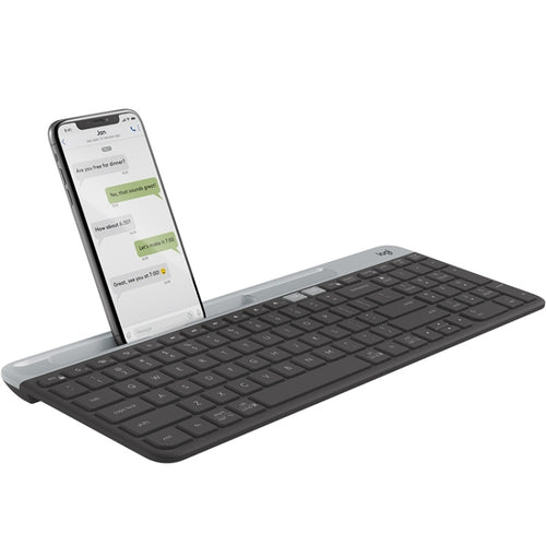 Logitech K580 Dual Modes Thin and Light Multi-device Wireless Keyboard with Phone Holder (Black) - HoMEdemic™ 