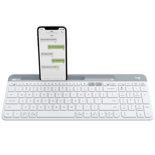 Logitech K580 Dual Modes Thin and Light Multi-device Wireless Keyboard with Phone Holder (White) - HoMEdemic™ 