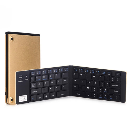 GK228 Ultra-thin Foldable Bluetooth V3.0 Keyboard, Built-in Holder, Support Android / iOS / Windows System (Gold) - HoMEdemic™ 