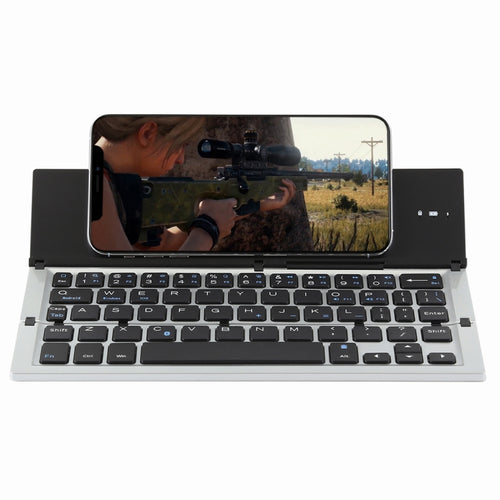 GK608 Ultra-thin Foldable Bluetooth V3.0 Keyboard, Built-in Holder, Support Android / iOS / Windows System (Grey) - HoMEdemic™ 