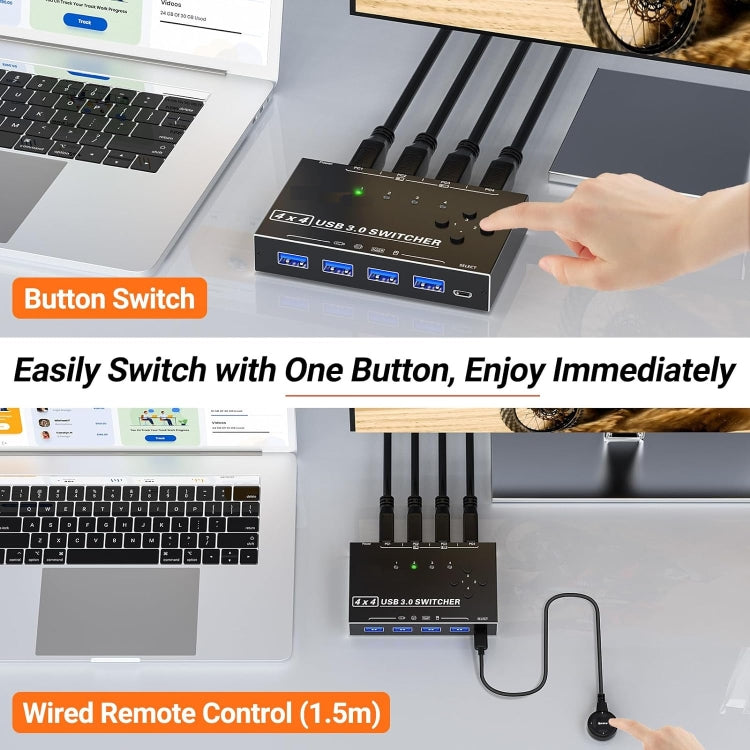KC-KM434B USB3.0 4 Port USB Shared Device 4 Port Printer Sharing Device Keyboard Mouse Switch - HoMEdemic™ 