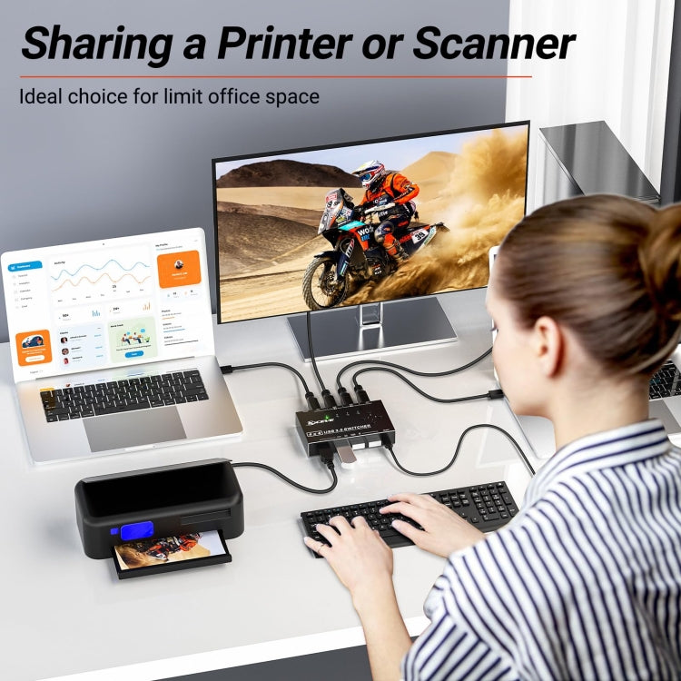 KC-KM434B USB3.0 4 Port USB Shared Device 4 Port Printer Sharing Device Keyboard Mouse Switch - HoMEdemic™ 