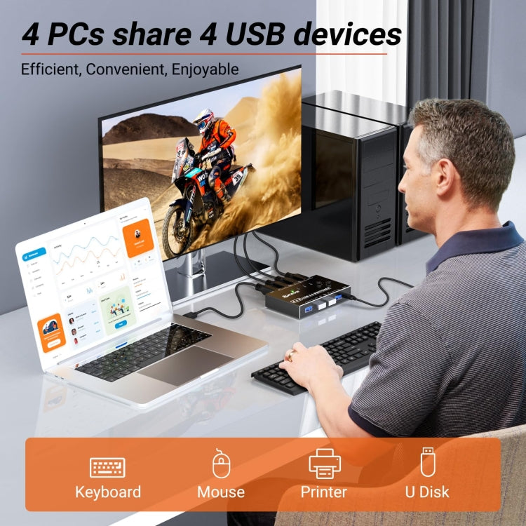 KC-KM434B USB3.0 4 Port USB Shared Device 4 Port Printer Sharing Device Keyboard Mouse Switch - HoMEdemic™ 