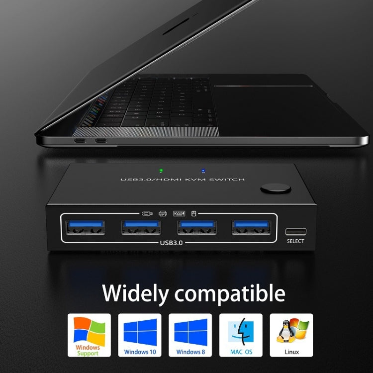 KC-KVM201A 2 In 1 Out 4K 60HZ HDMI KVM Switching USB3.0 Shared Computer Shaped Printer U Disk(Black) - HoMEdemic™ 