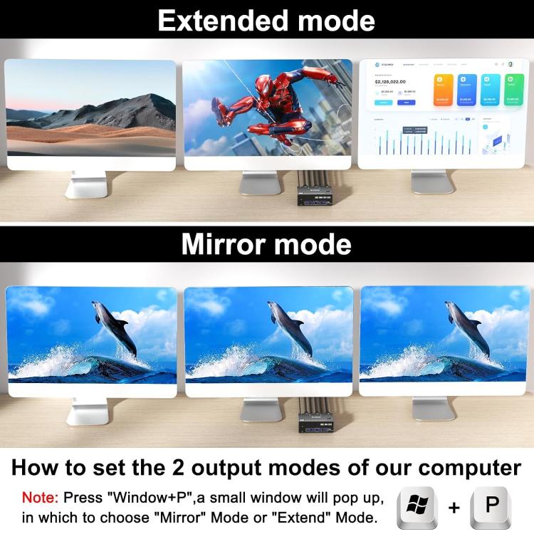 KC-KVM203DH 8K 30Hz USB3.0 DP+DP+HDMI Triple Monitors KVM Switch, UK Plug - HoMEdemic™ 