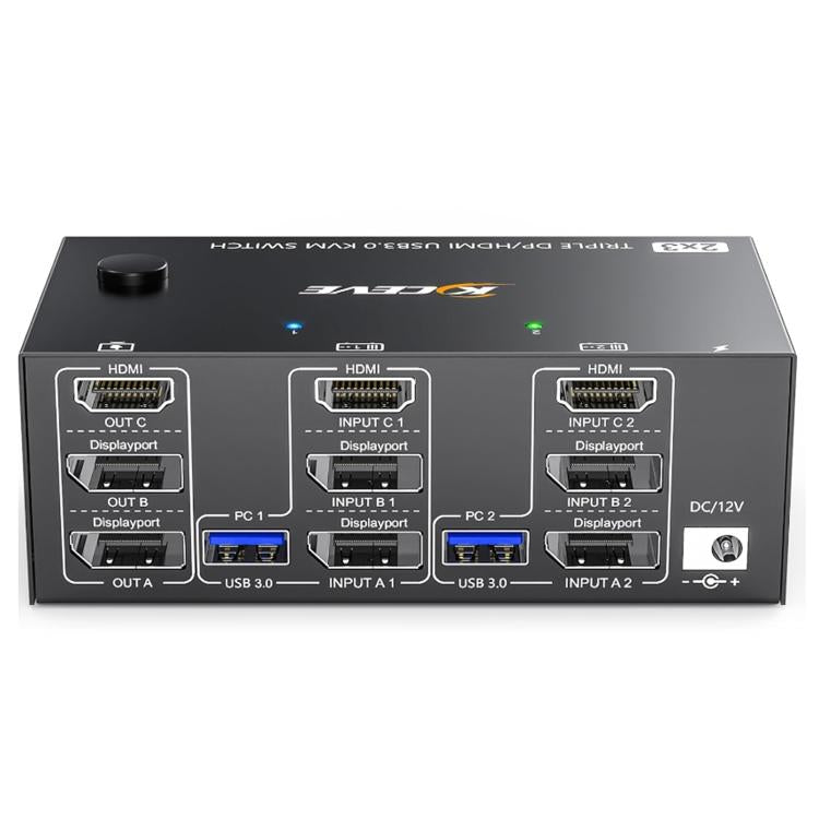 KC-KVM203DH 8K 30Hz USB3.0 DP+DP+HDMI Triple Monitors KVM Switch, US Plug - HoMEdemic™ 
