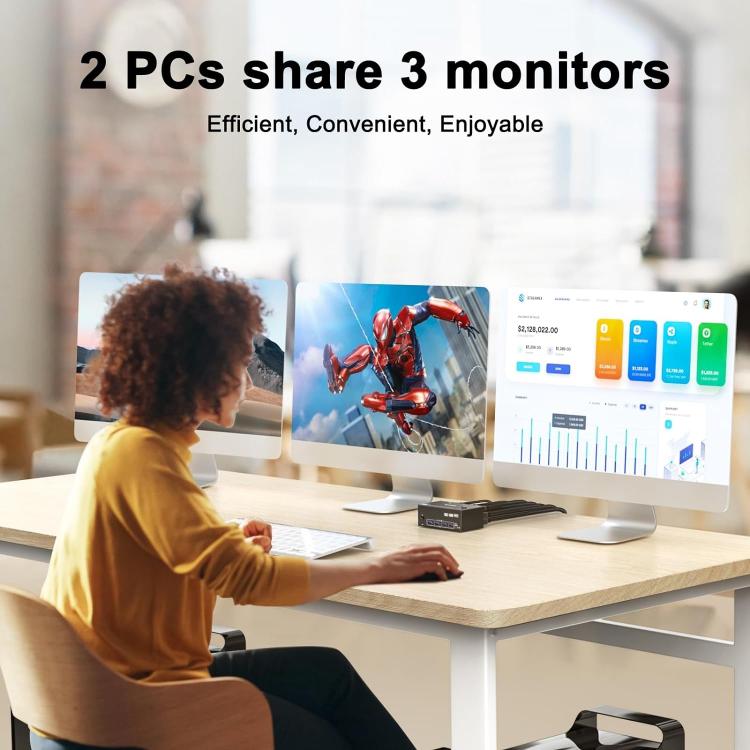 KC-KVM203DH 8K 30Hz USB3.0 DP+DP+HDMI Triple Monitors KVM Switch, US Plug - HoMEdemic™ 