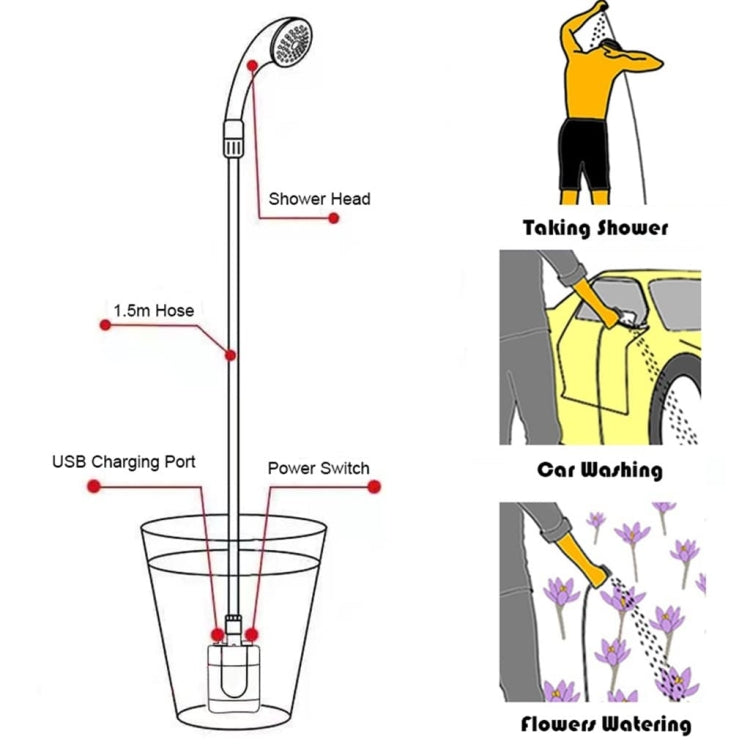 KE-801 Outdoor Electric Shower Camping Rechargeable Portable Shower Head - HoMEdemic™ 