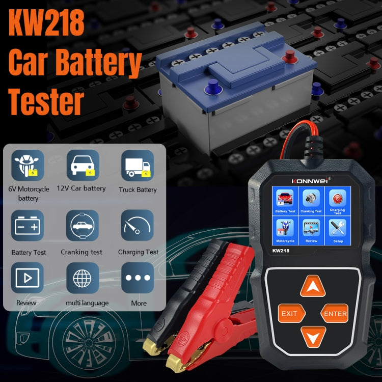 KONNWEI KW218 2.4 inch Color Screen Car Battery Tester(Black) - HoMEdemic™ 