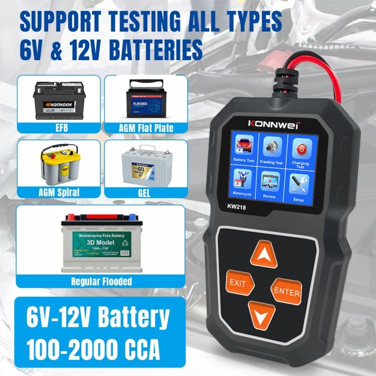 KONNWEI KW218 2.4 inch Color Screen Car Battery Tester(Black) - HoMEdemic™ 