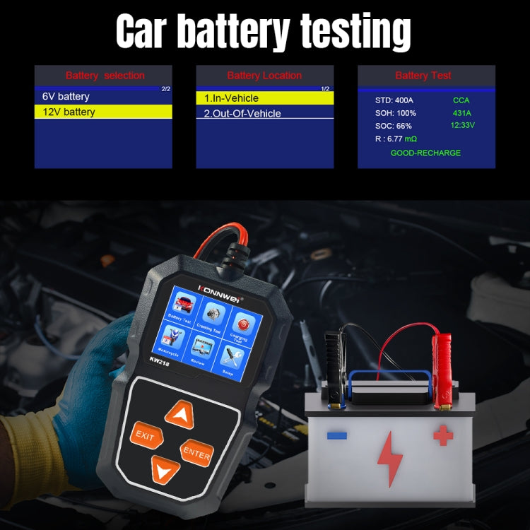 KONNWEI KW218 2.4 inch Color Screen Car Battery Tester(Black) - HoMEdemic™ 