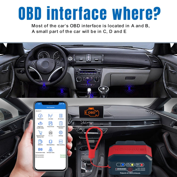 KONNWEI KW905 Bluetooth 5.0 Car OBD2 Scanner Support Android & iOS(Black) - HoMEdemic™ 