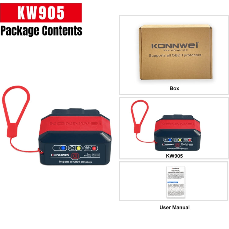 KONNWEI KW905 Bluetooth 5.0 Car OBD2 Scanner Support Android & iOS(Black) - HoMEdemic™ 
