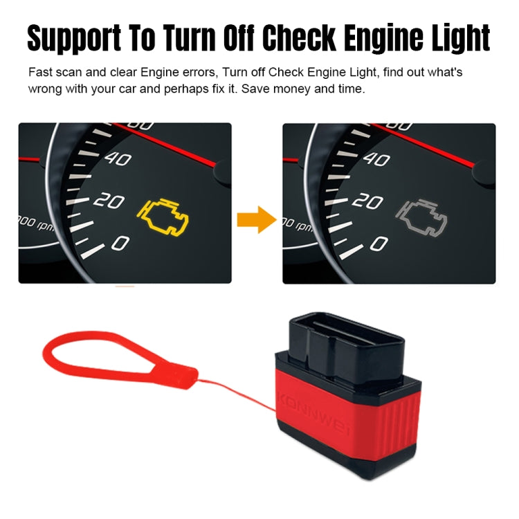 KONNWEI KW905 Bluetooth 5.0 Car OBD2 Scanner Support Android & iOS(Black Red) - HoMEdemic™ 
