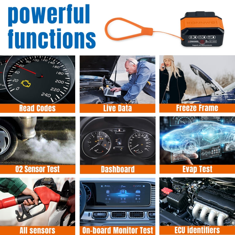 KONNWEI KW906 Bluetooth 5.0 Car OBD2 Scanner Support Android & iOS(Black) - HoMEdemic™ 
