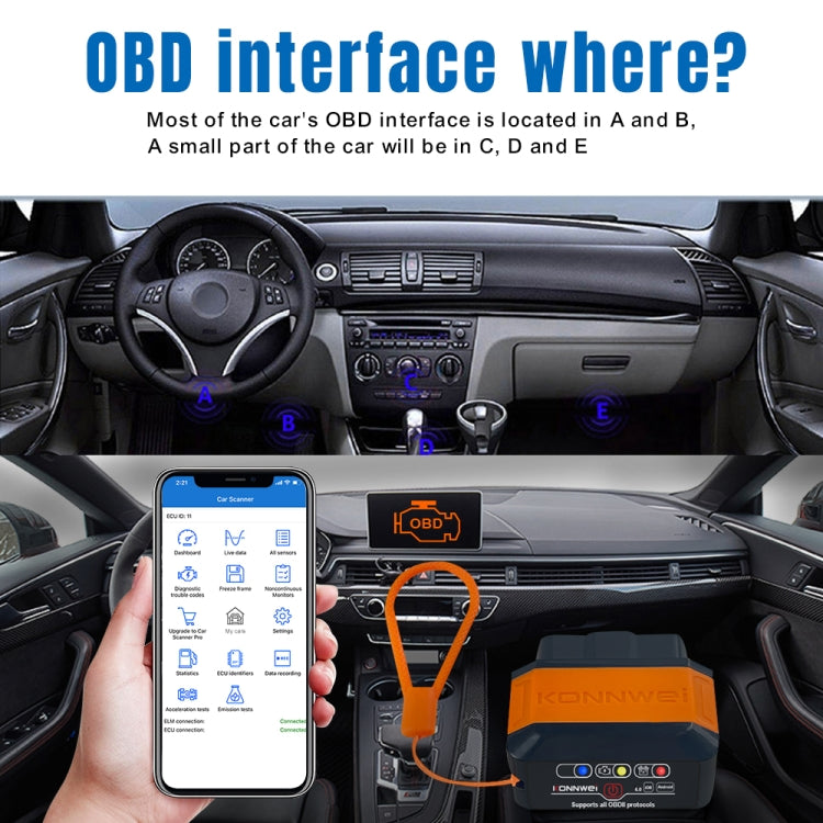 KONNWEI KW906 Bluetooth 5.0 Car OBD2 Scanner Support Android & iOS(Black) - HoMEdemic™ 