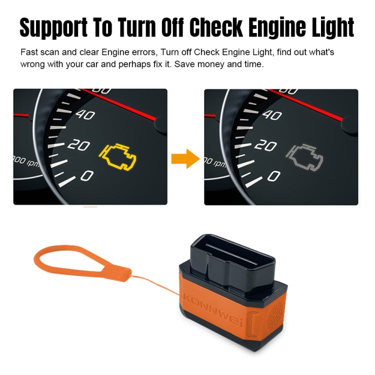 KONNWEI KW906 Bluetooth 5.0 Car OBD2 Scanner Support Android & iOS(Black Orange) - HoMEdemic™ 