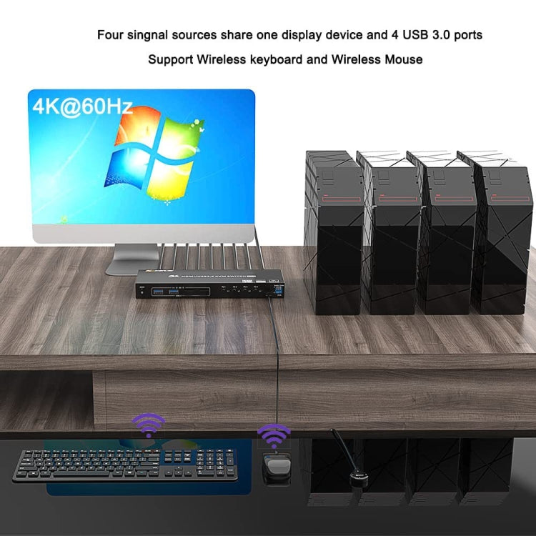KVM401A 4 Ports USB 3.0 Shared Device HDMI KVM Switch HUB Shared Converter(Black) - HoMEdemic™ 