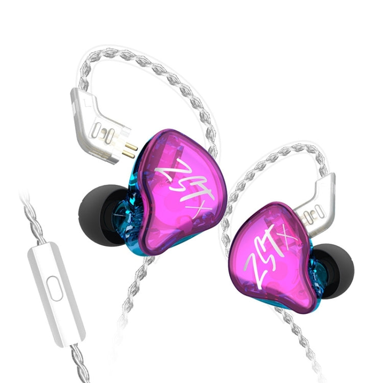 KZ-ZST X 1.25m Ring Iron Hybrid Driver In-Ear Noise Cancelling Earphone, Style:With Microphone(Colorful) - HoMEdemic™ 