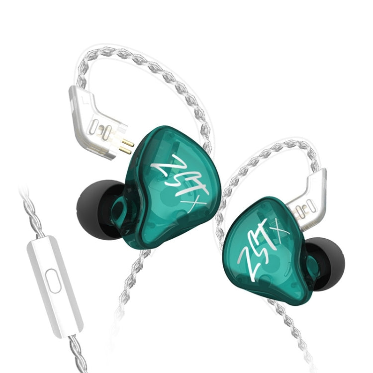 KZ-ZST X 1.25m Ring Iron Hybrid Driver In-Ear Noise Cancelling Earphone, Style:With Microphone(Hyun Cyan) - HoMEdemic™ 