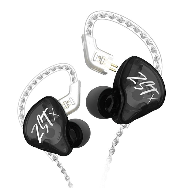 KZ-ZST X 1.25m Ring Iron Hybrid Driver In-Ear Noise Cancelling Earphone, Style:Without Microphone(Black) - HoMEdemic™ 