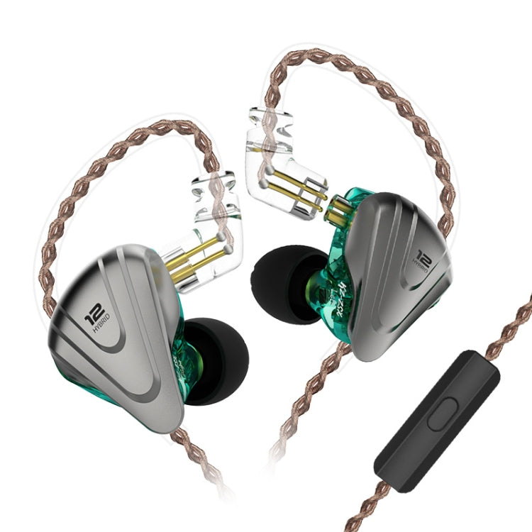 KZ ZSX 12-unit Ring Iron Metal Gaming In-ear Wired Earphone, Mic Version(Cyan) - HoMEdemic™ 
