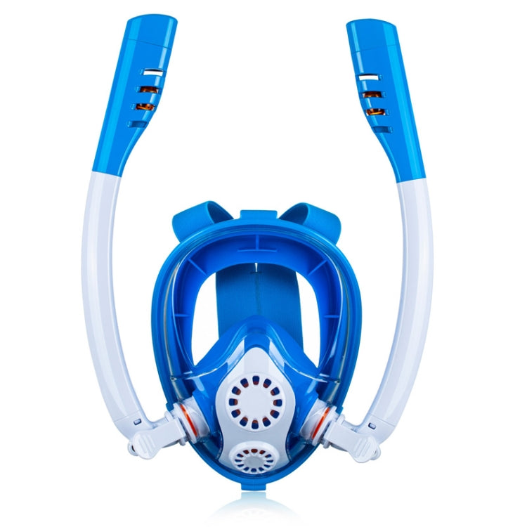 Kids Double Tube Full Dry Silicone Diving  Snorkeling Mask Swimming Glasses, Size: XS(White Blue) - HoMEdemic™ 