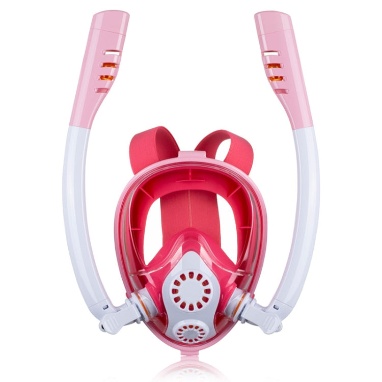 Kids Double Tube Full Dry Silicone Diving  Snorkeling Mask Swimming Glasses, Size: XS(White Pink) - HoMEdemic™ 