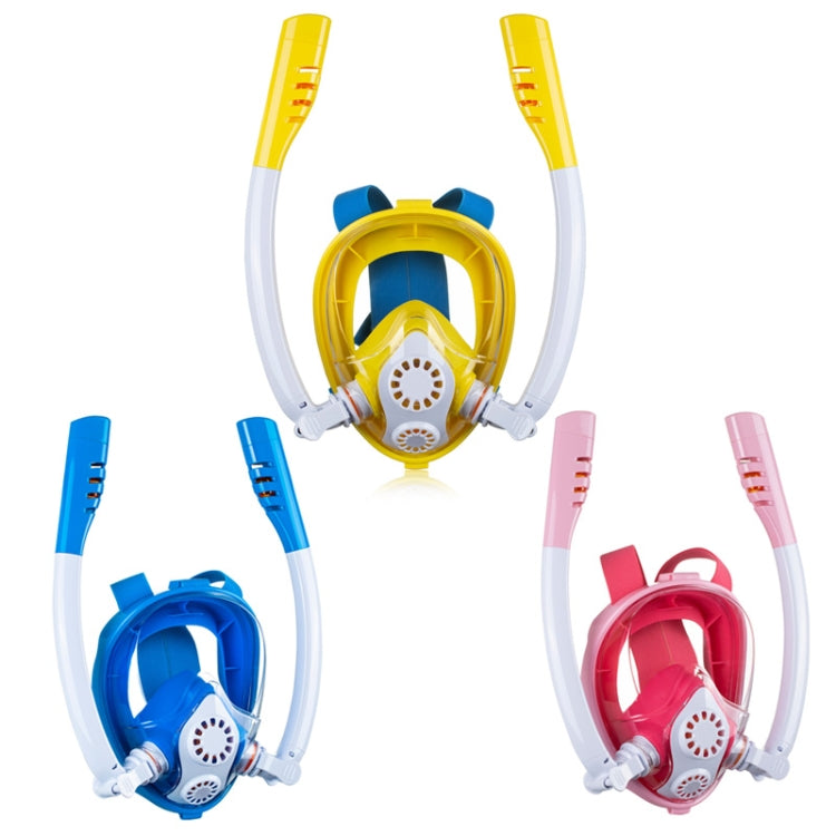 Kids Double Tube Full Dry Silicone Diving  Snorkeling Mask Swimming Glasses, Size: XS(White Pink) - HoMEdemic™ 