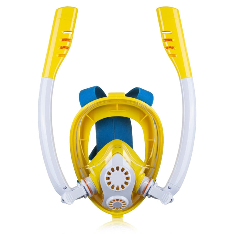Kids Double Tube Full Dry Silicone Diving  Snorkeling Mask Swimming Glasses, Size: XS(White Yellow) - HoMEdemic™ 