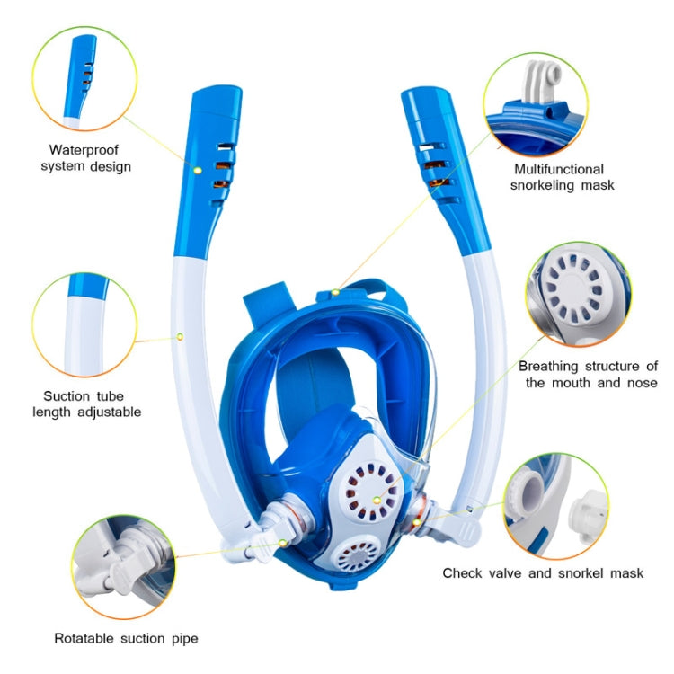 Kids Double Tube Full Dry Silicone Diving  Snorkeling Mask Swimming Glasses, Size: XS(White Yellow) - HoMEdemic™ 