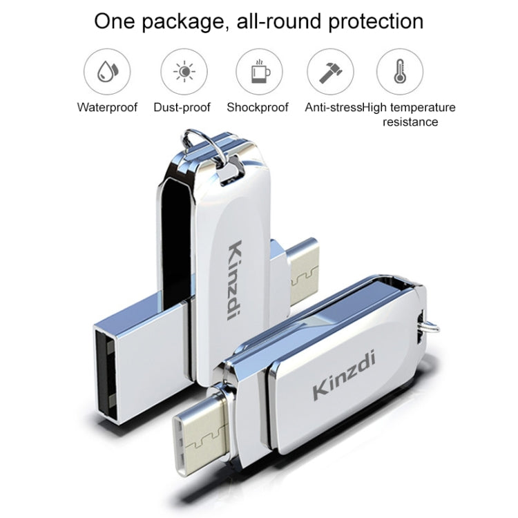 Kinzdi 32GB USB + Type-C Interface Metal Twister Flash Disk V8, 32GB Rose Gold, 32GB Silver - HoMEdemic™ 