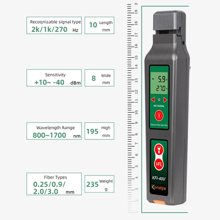 Komshine Fiber Optic Identifier Optical Cable Signal Direction Identifier With VFL Red Light 10mW(KFI-40V) - HoMEdemic™ 