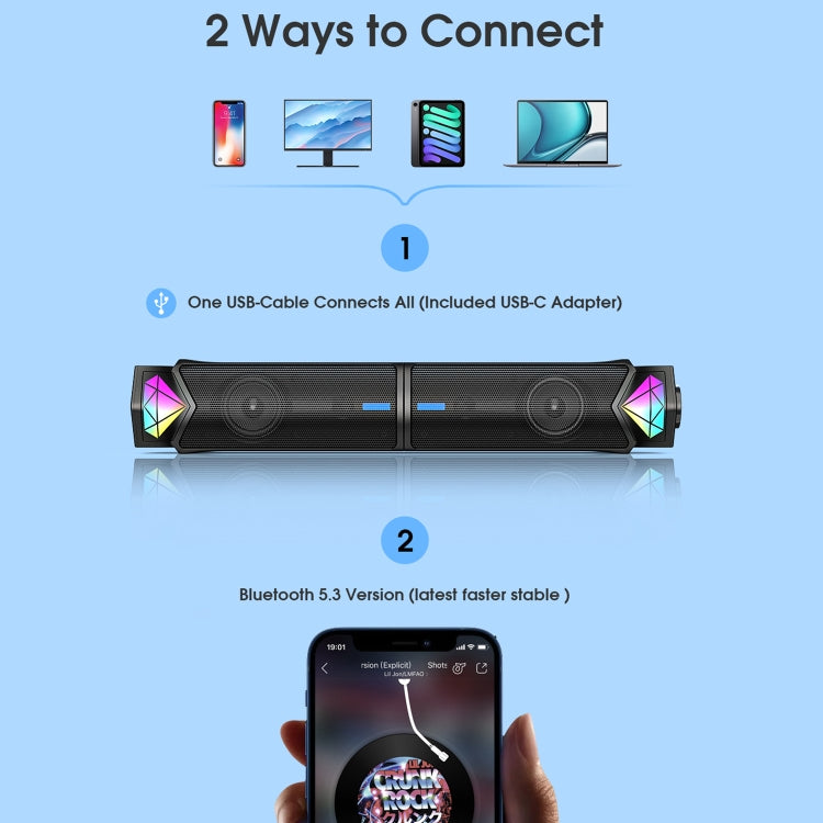 L1 Outdoor Portable RGB Light USB Bluetooth Wireless Speaker with Mic(Black) - HoMEdemic™ 