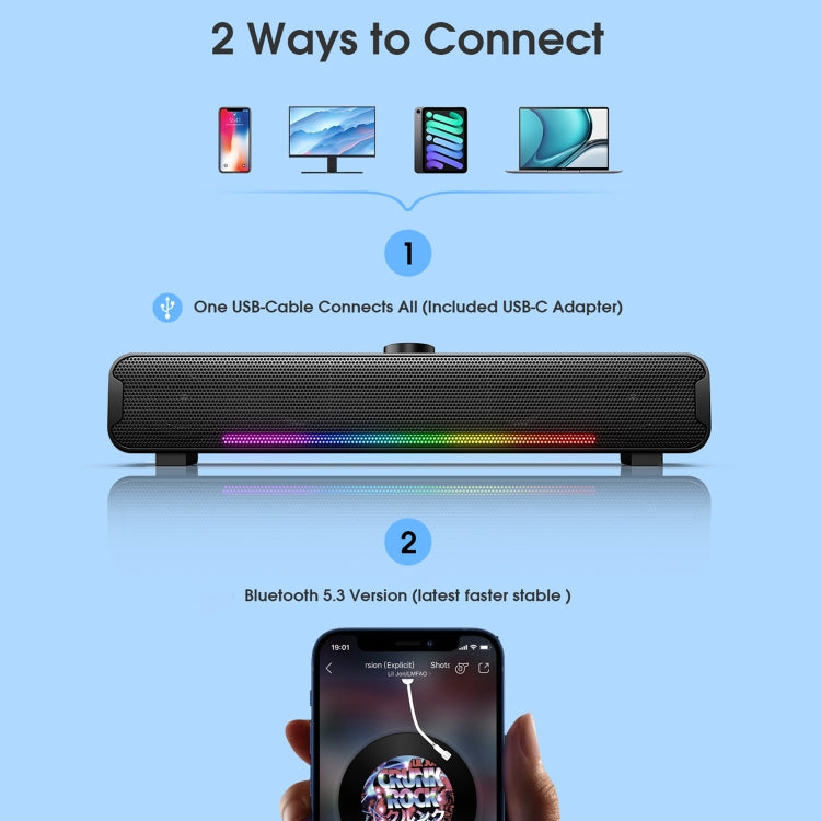 L16 Outdoor Portable RGB Light HiFi USB Bluetooth Wireless Speaker(Black) - HoMEdemic™ 