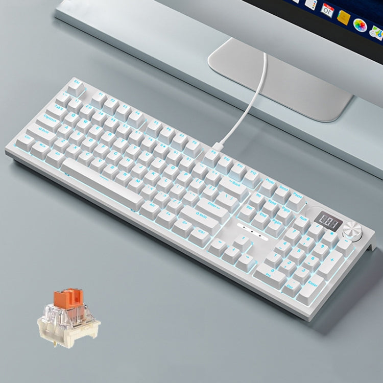 LANGTU LT104 Mechanical Keyboard Backlight Display Flexible DIY Keyboard, Style: Wired Single Mode Gold Axis (White) - HoMEdemic™ 