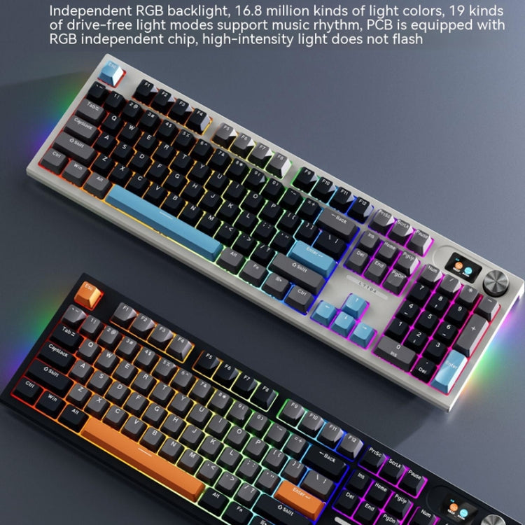LANGTU LT104 Mechanical Keyboard Backlight Display Flexible DIY Keyboard, Style: Wired Single Mode Gold Axis (White) - HoMEdemic™ 