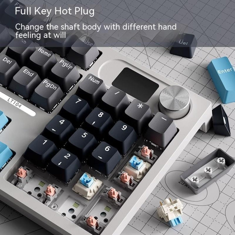 LANGTU LT104 Mechanical Keyboard Backlight Display Flexible DIY Keyboard, Style: Wired Single Mode Gold Axis (White) - HoMEdemic™ 