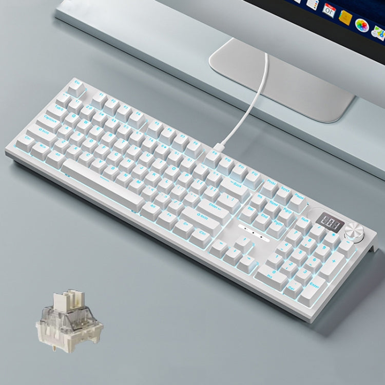 LANGTU LT104 Mechanical Keyboard Backlight Display Flexible DIY Keyboard, Style: Wired Single Mode Silver Axis (White) - HoMEdemic™ 